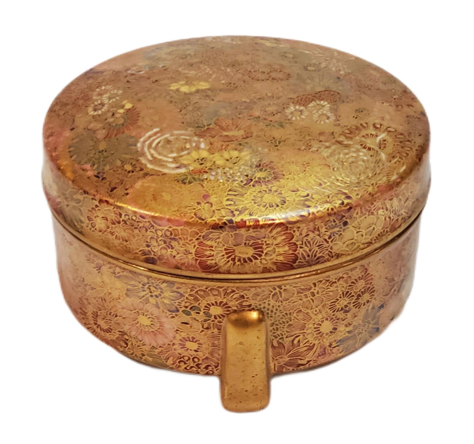 CHARMING JAPANESE SATSUMA COVER JAR WITH THOUSAND FLOWER MOTIF (1 of 4)