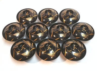 SET OF 10 JAPANESE COVERED RICE BOWLS, EARLY 20TH