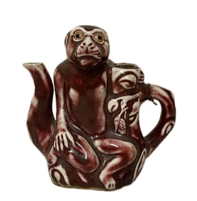 CHINESE CERAMIC MONKEY TEAPOT