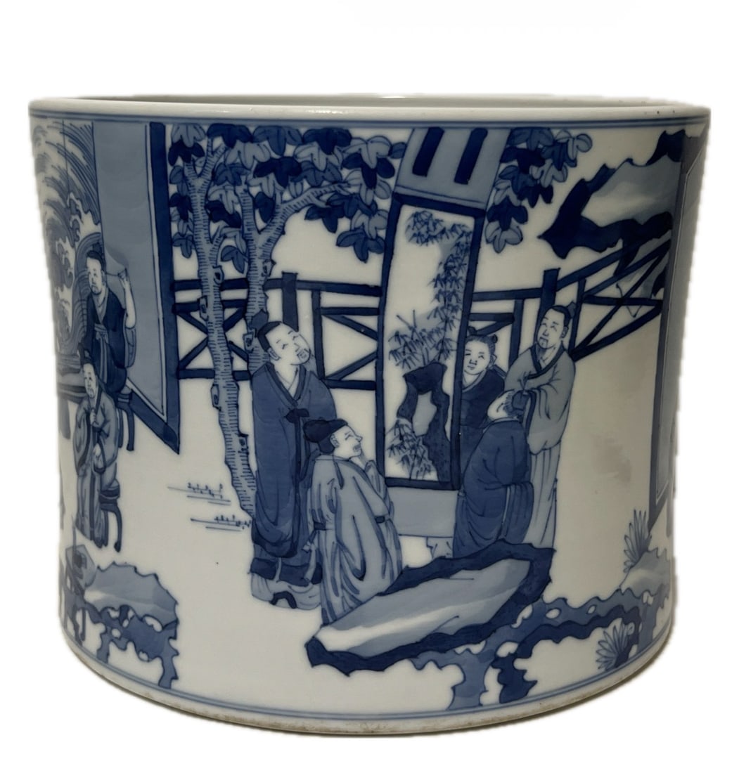 A BLUE AND WHITE FIGURAL STORY BRUSPOT (1 of 17)