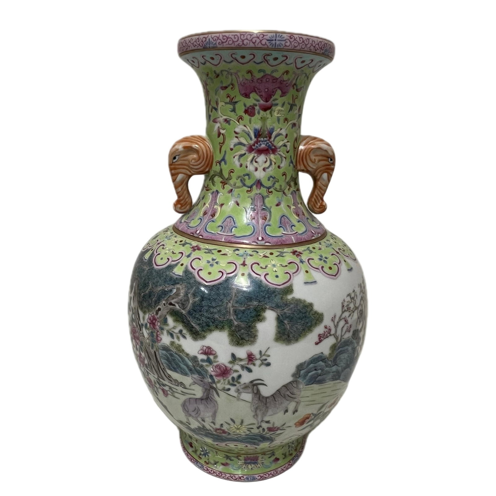 A FAMILLE ROSE RAMS VASE WITH DAOGUANG MARK (1 of 18)