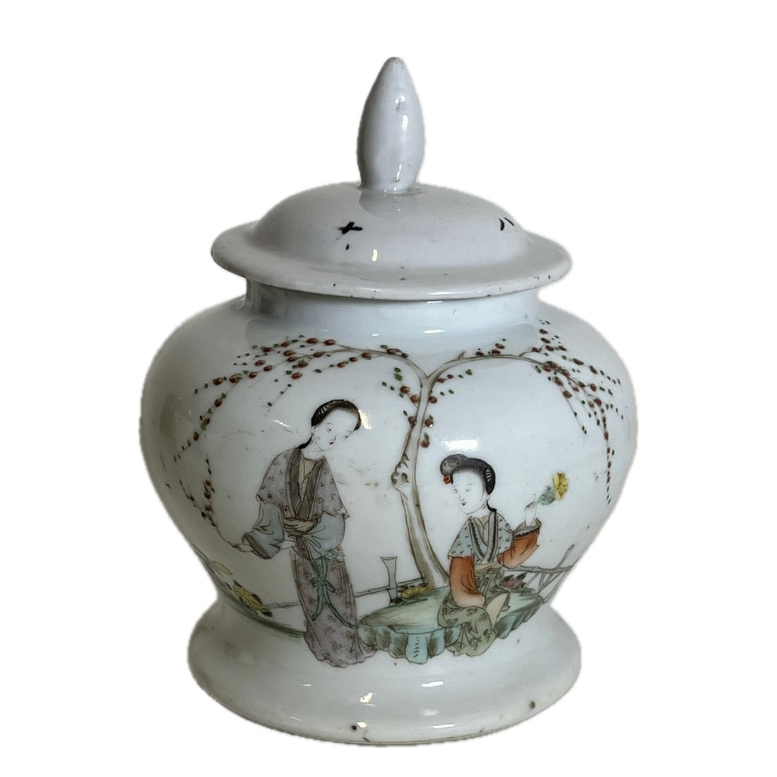 A QIANJIANGCAI LONG ELIZA JAR WITH COVER (1 of 11)