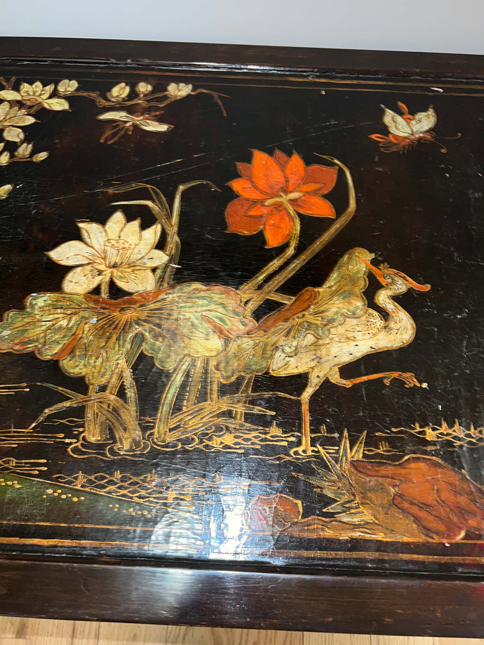 A POLYCHROME PAINTED LACQUER LONG TABLE - 5