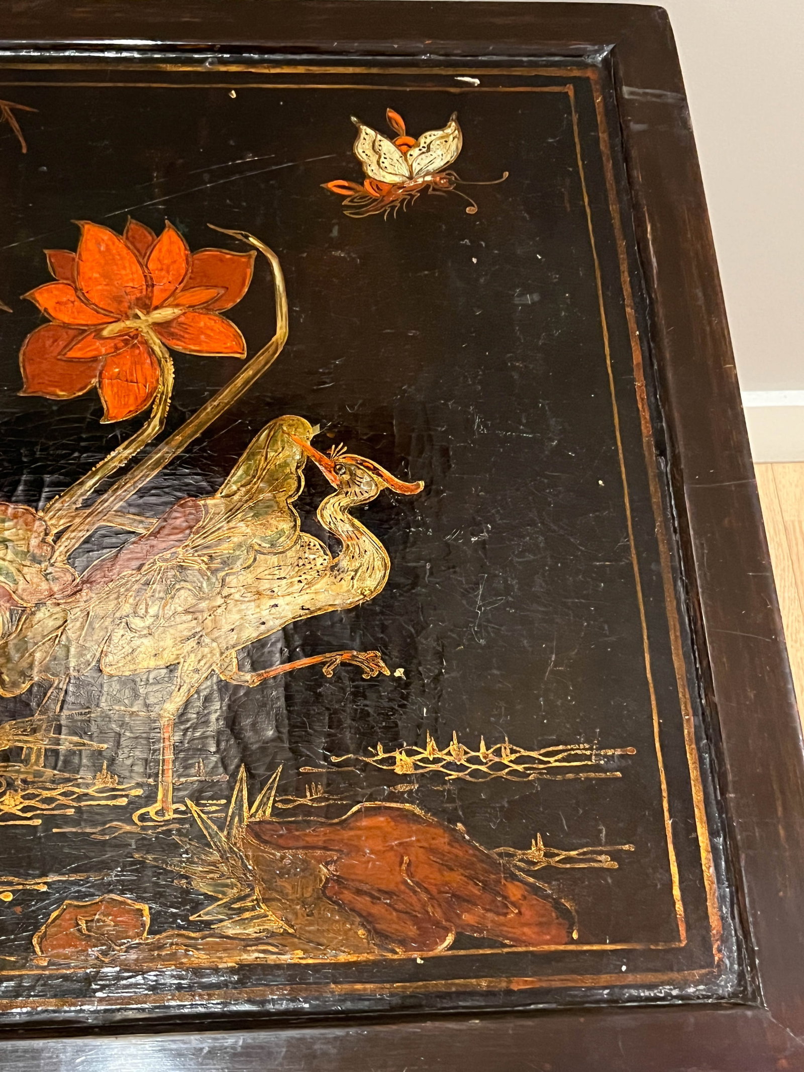 A POLYCHROME PAINTED LACQUER LONG TABLE - 8