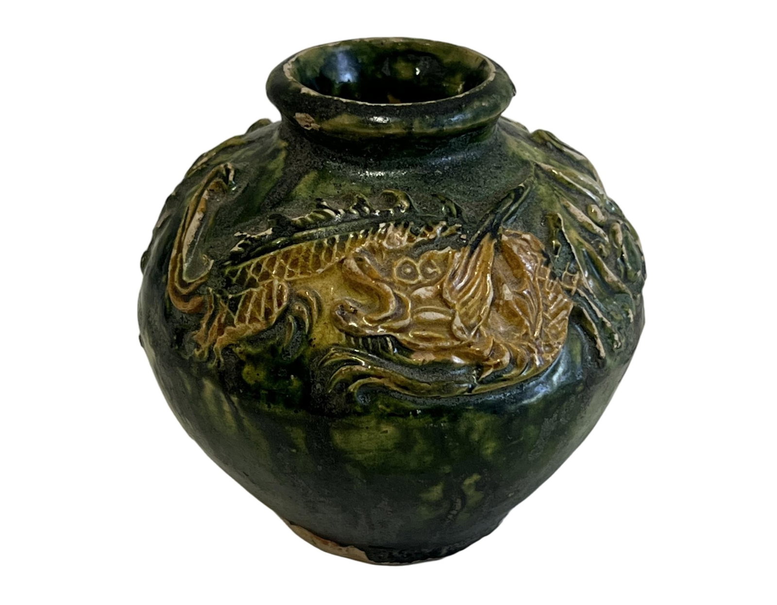 AN ENAMEL DRAGON POTTERY JAR (1 of 8)
