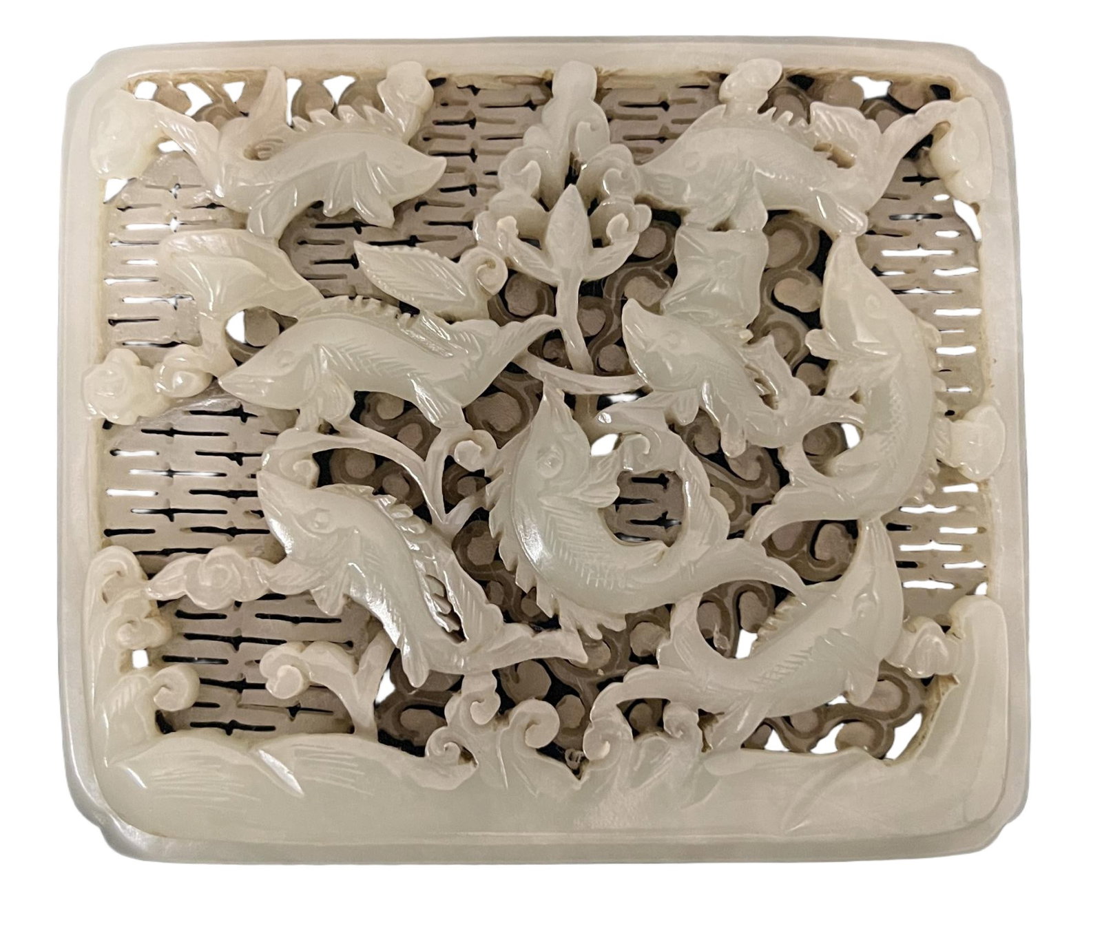 A CARVED WHITE JADE PLAQUE (1 of 7)