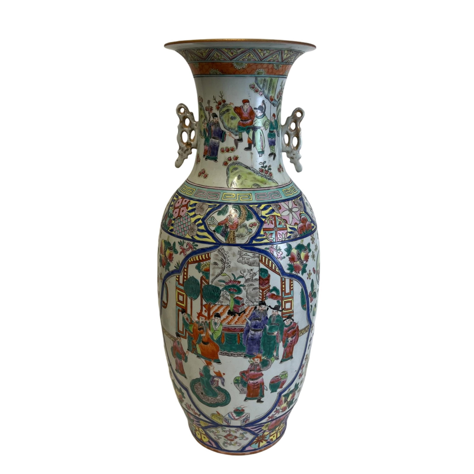 A LARGE FAMILLE ROSE FIGURAL STORY VASE (1 of 10)