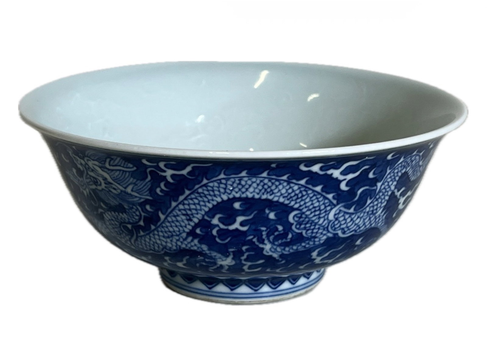 A BLUE AND WHITE DRAGON BOWL (1 of 9)