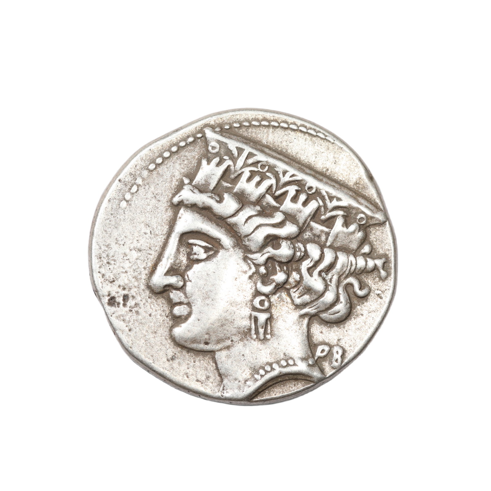 A HELLENIC SILVER COIN OF HERA: A HELLENIC SILVER COIN OF HERA Of circular shape, with surface oxidize mark. DIMENSION: Diam:23cm; A LIST OF RECOMMENDED THIRD-PARTY SHIPPER IS AVAILABLE UNDER SHIPPING INFORMATION. PLEASE FEEL FREE T