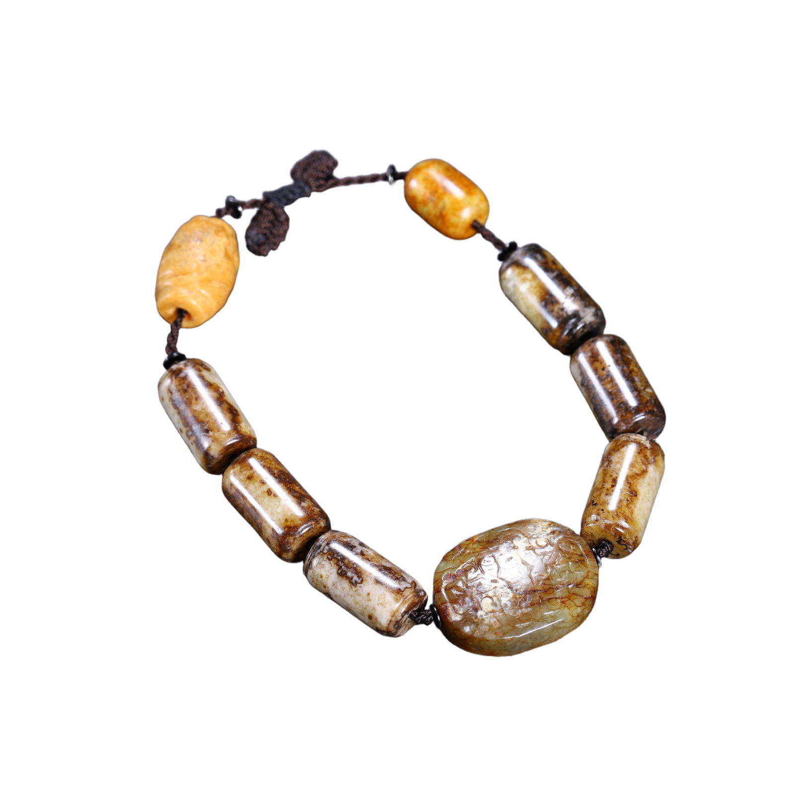A CHINESE ARCHAISTIC JADE BEADS BRACELETS (1 of 9)