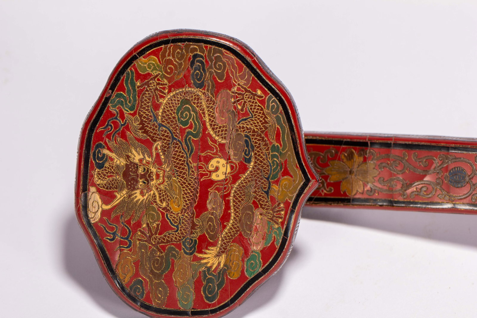 A POLYCHROME PAINTED LACQUER RUYI SCEPTER - 2