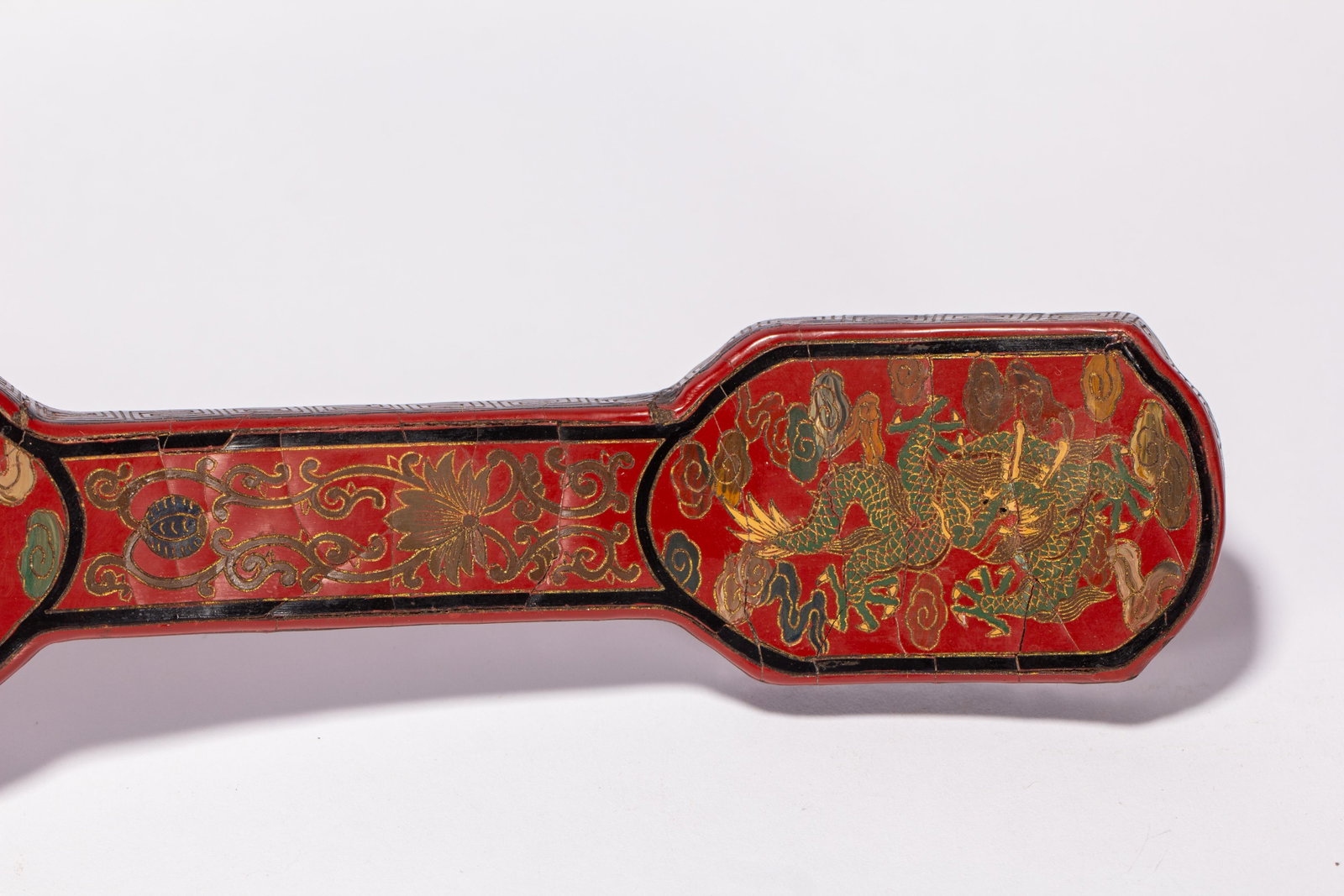 A POLYCHROME PAINTED LACQUER RUYI SCEPTER - 4