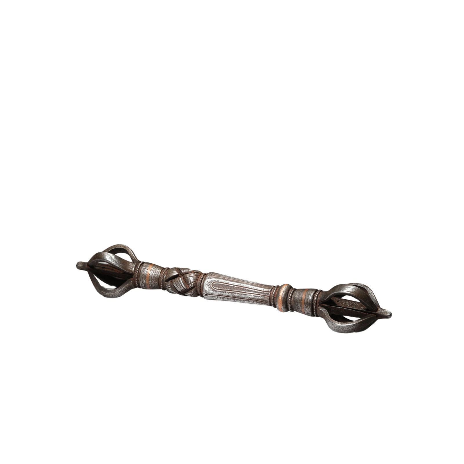 A TIBETAN COPPER INLAID IRON VAJRA (1 of 5)