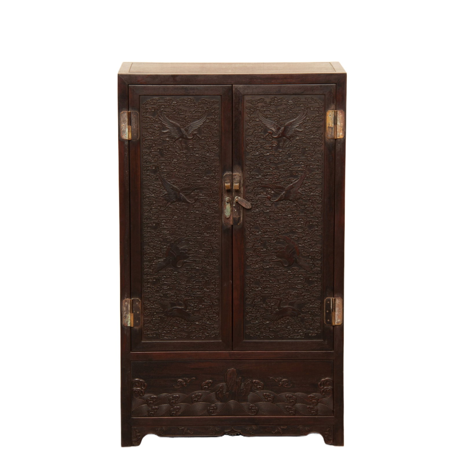 A CARVED ROSEWOOD ZITAN CABINET (1 of 11)