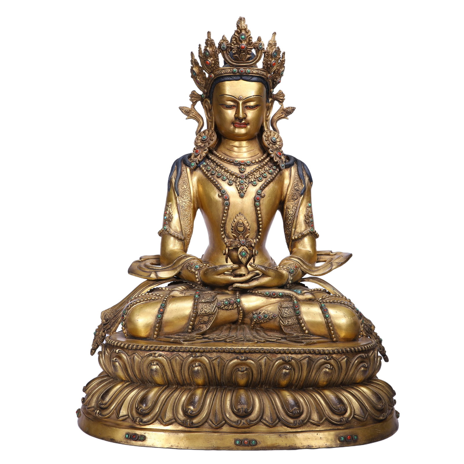 A BRONZE-GILT FIGURE OF AMITAYUS (1 of 9)
