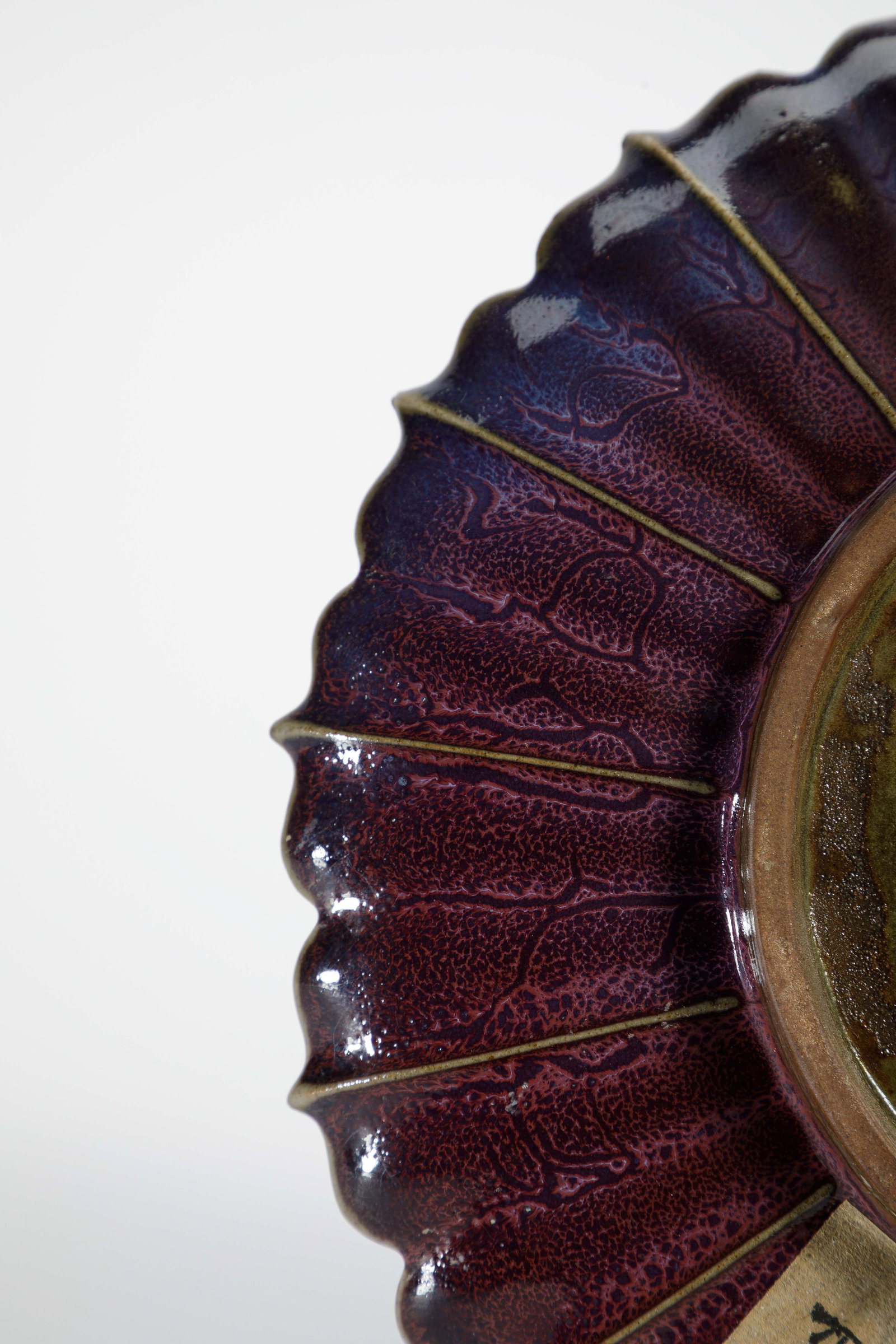 A JUN-WARE LOBED PLATE - 8