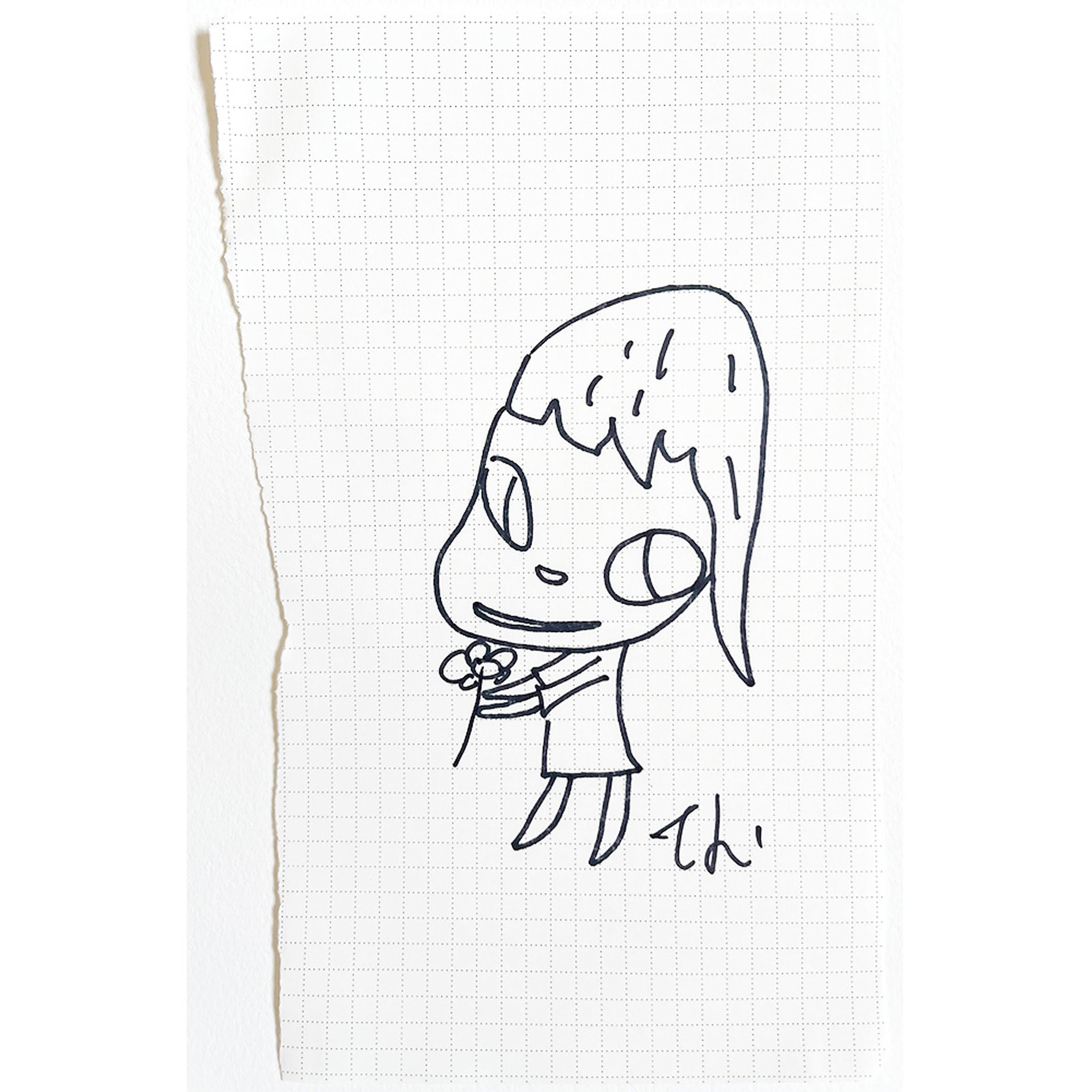 A SKETCH SIGNED YOSHIHTOMO NARA: A SKETCH SIGNED YOSHIHTOMO NARA Felt-tip pen on paper. DIMENSION: Image only: 20.8x12.6 cm; A LIST OF RECOMMENDED THIRD-PARTY SHIPPER IS AVAILABLE UNDER SHIPPING INFORMATION. PLEASE FEEL FREE TO