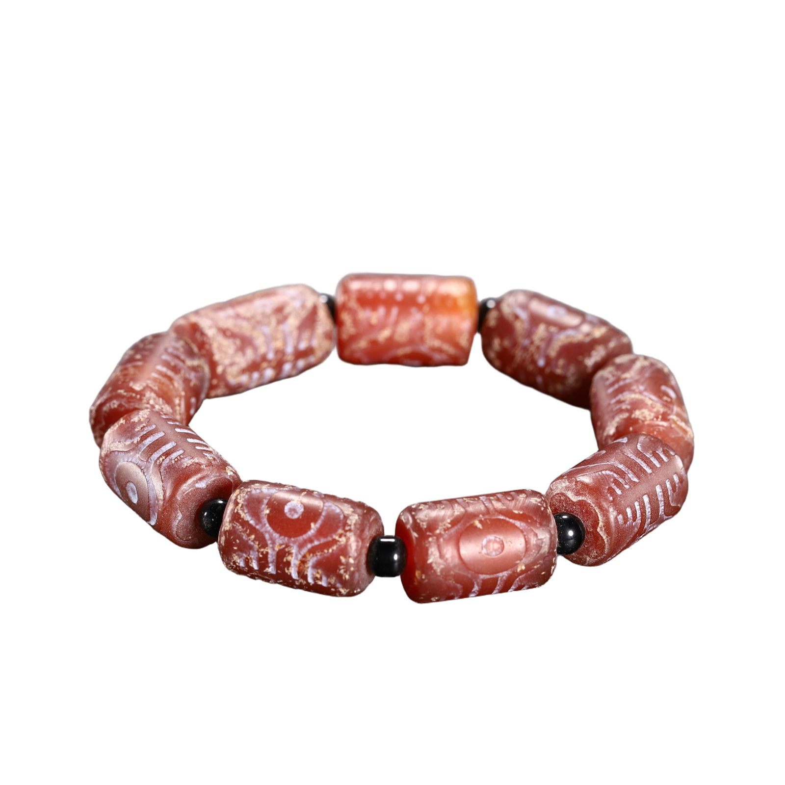 A TIBETAN DZI BEADS BRACELET: A TIBETAN DZI BEADS BRACELET Genuine tibet ancient agate dzi bead pendant, bead surface full of the sign of age, dzi bead is believed to be the best amulet in tibet, the bead of wealth and health. DIM