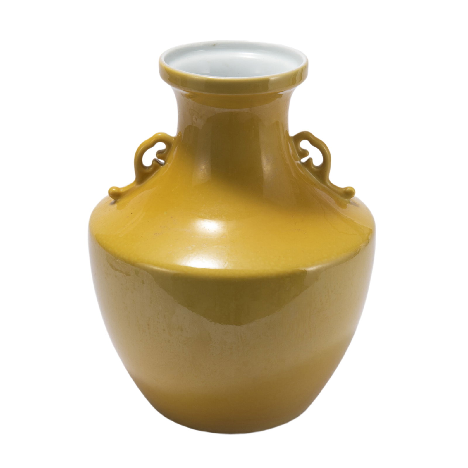 A CHINESE YELLOW GLAZE PORCELAIN VASE (1 of 10)