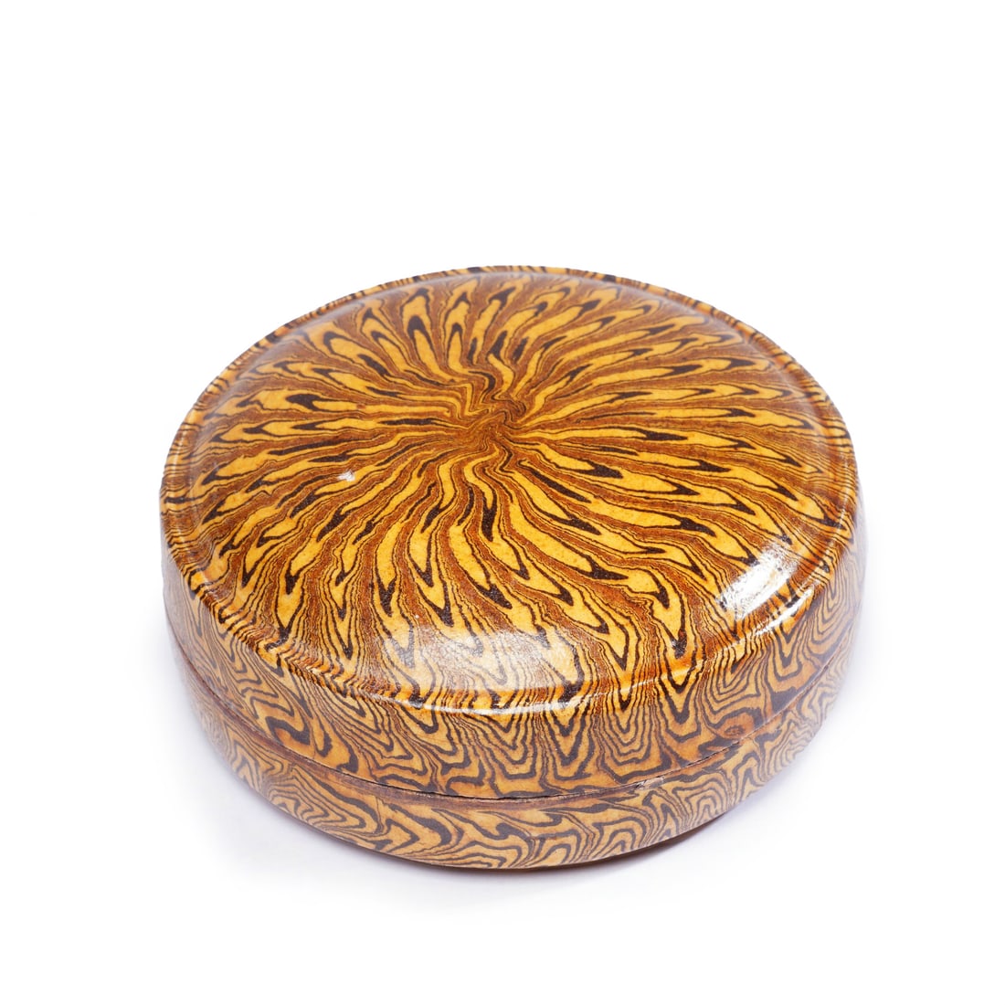A TWIST GLAZE POTTERY COSMETIC BOX WITH COVER (1 of 6)