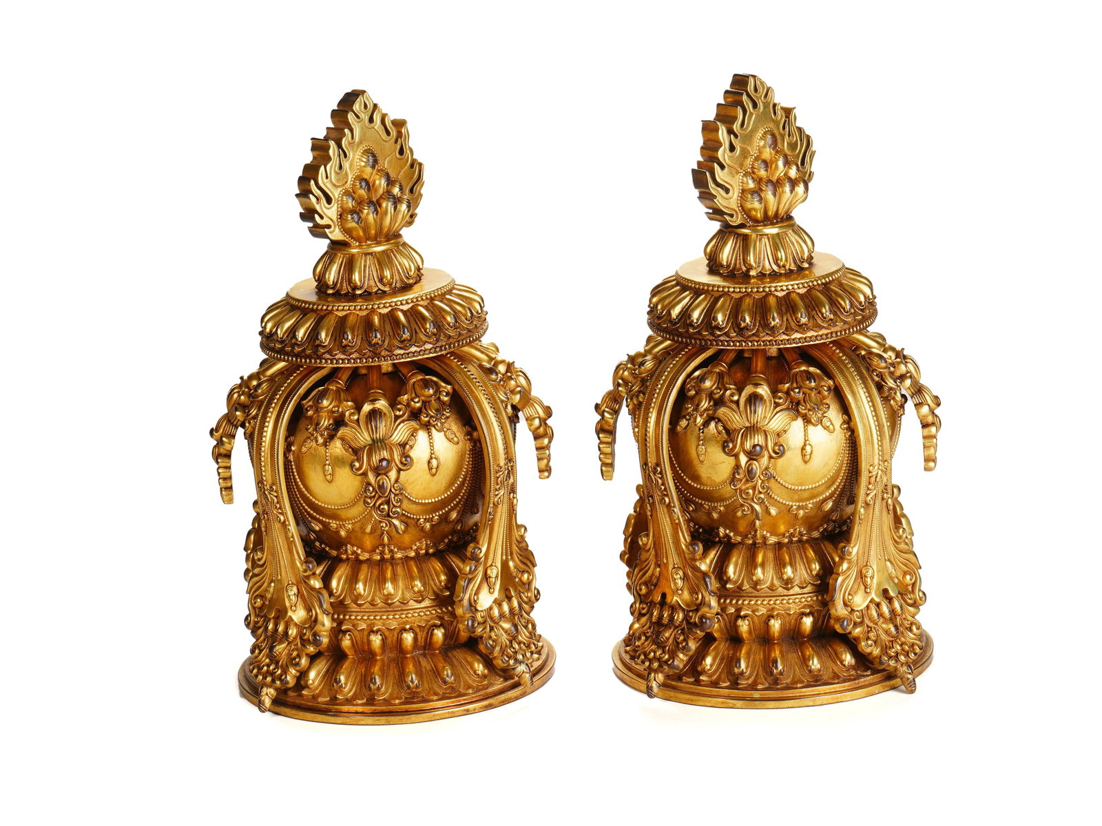 PAIR RARE BRONZE-GILT LONG-LIFE VASES (1 of 12)