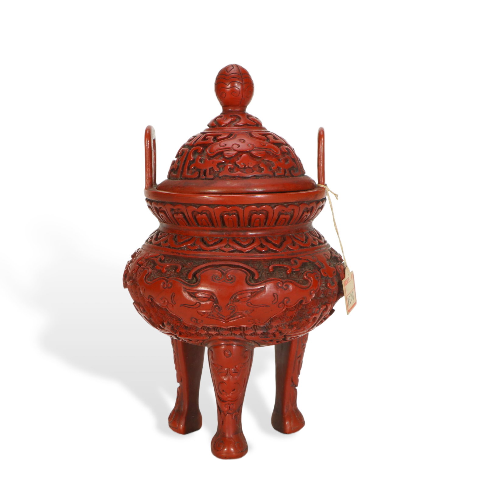 A CARVED CINNABAR LACQUER INCENSE BURNER WITH COVER (1 of 6)