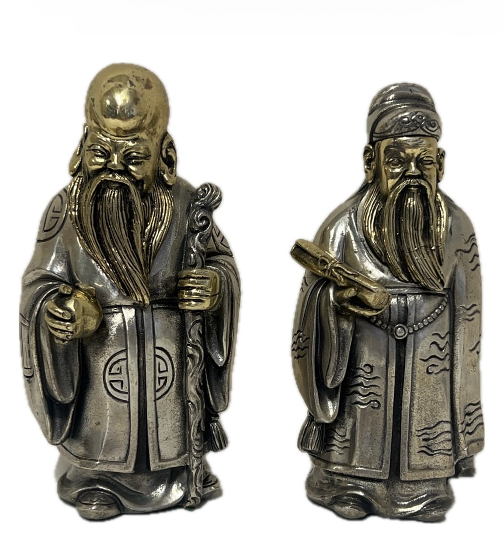 A PAIR OF CHINESE STELING OVERLAY WEIGHTED FIGURES: A PAIR OF CHINESE STELING OVERLAY WEIGHTED FIGURES DIMENSION:H 5 1/2". A LIST OF RECOMMENDED THIRD-PARTY SHIPPER IS AVAILABLE UNDER SHIPPING INFORMATION. PLEASE FEEL FREE TO CONTACT THEM FOR A QUOTE.