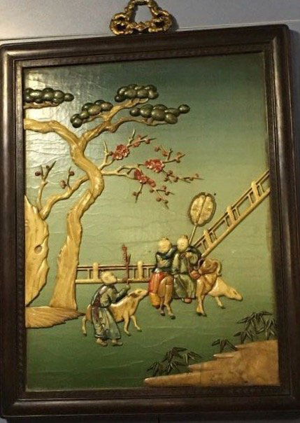 Qing Chinese Wall Screen With Rosewood Frame (1 of 6)
