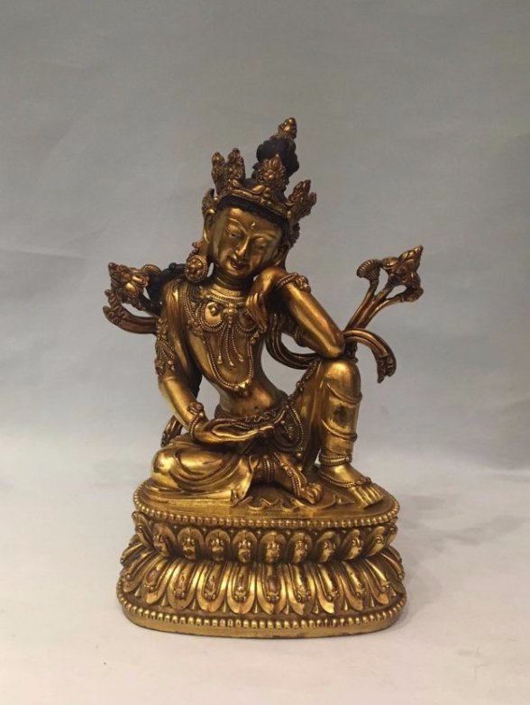 Chinese Gilt Bronze Thinking GuanYin (1 of 8)