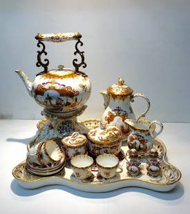 Meissen Germany Porcelain Tea and Coffee set: H:37cm.The Dish:44x37cm. 18th 19th Century Meissen Germany Porcelain Tea and Coffee set Made in Germany