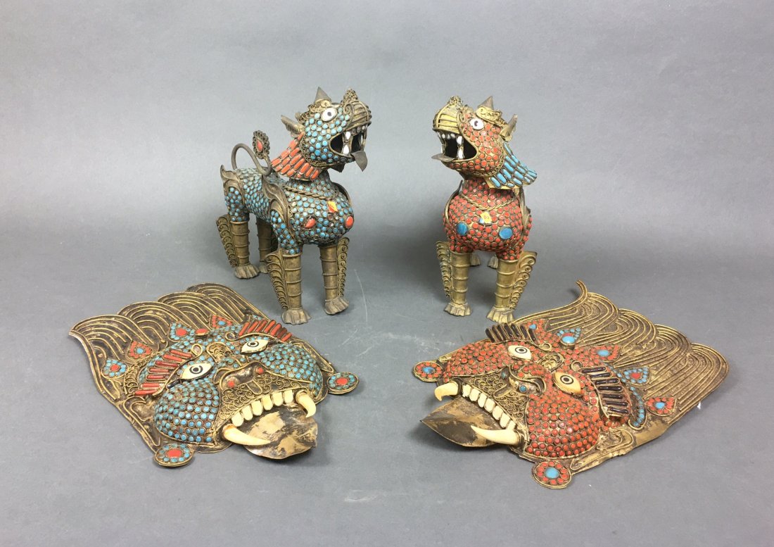 Four Of Bronze Figures With Coral & Turquoise (1 of 7)
