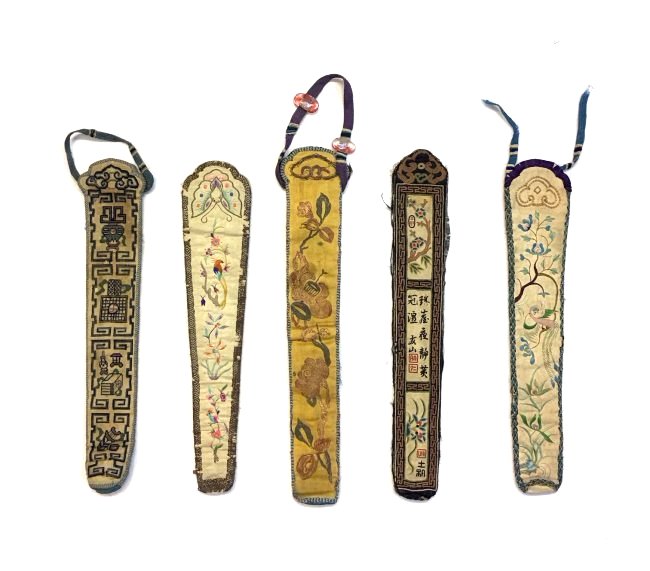 Five Pieces Of Chinese Embroidered Silk 19th C (1 of 2)