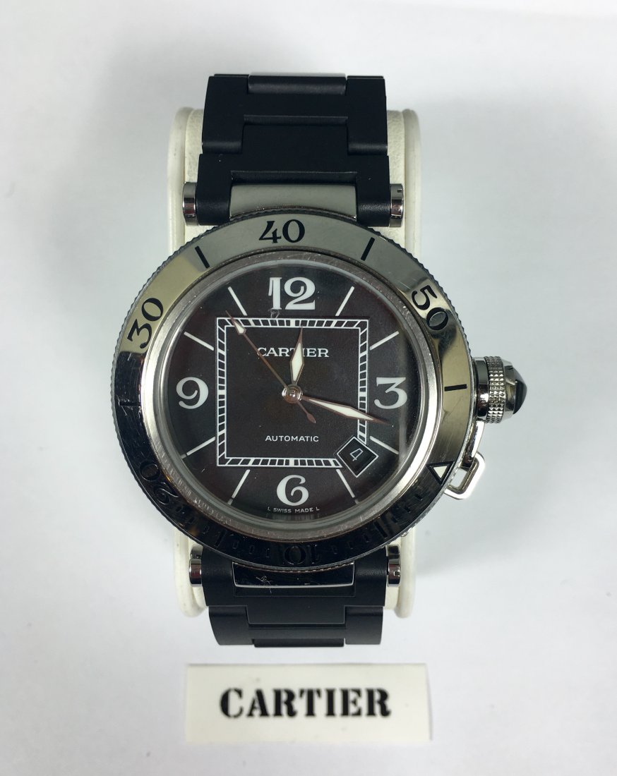 Cartier Pasha Seatimer SS Rubber Gents Automatic Watch (1 of 4)