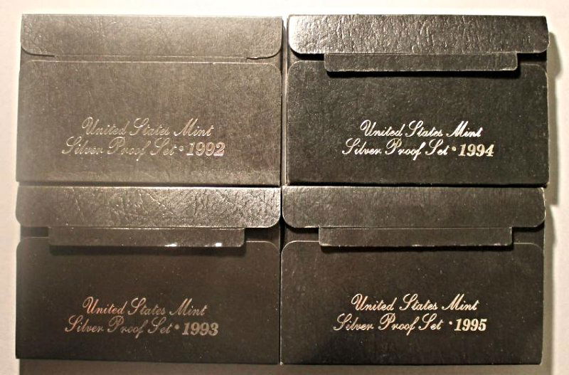 4 US Silver Proof Sets 1992-1995 (1 of 2)