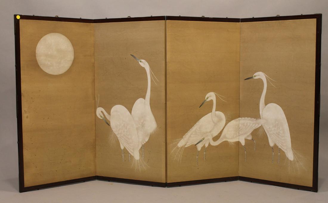 Japanese Paper Screen with Egrets and Moon (1 of 8)