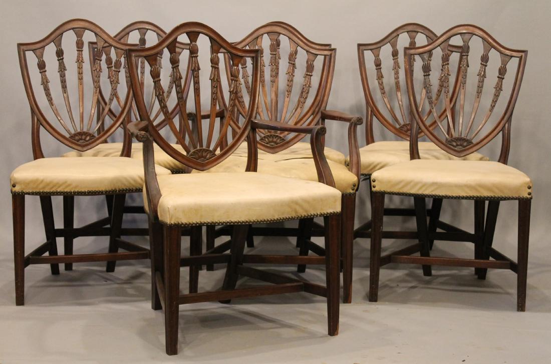 Set of 7 19th Century Shield Back Chairs (1 of 6)
