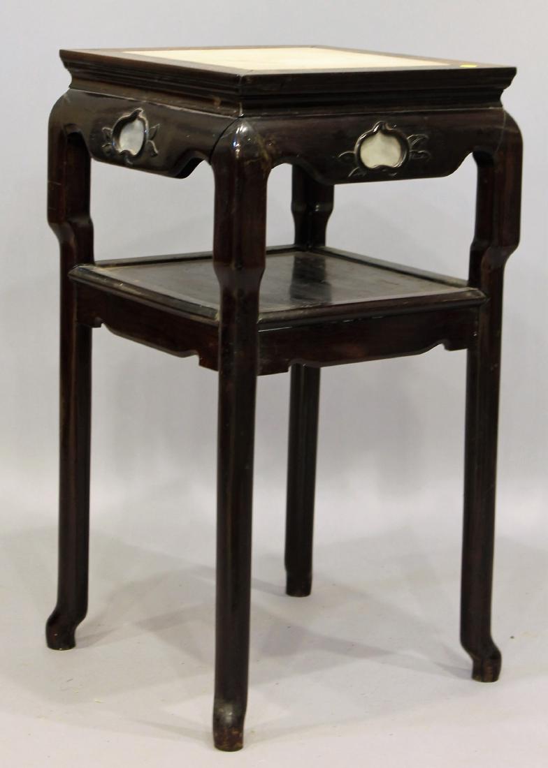 Chinese Marble Top Table with White Stone Inserts (1 of 8)