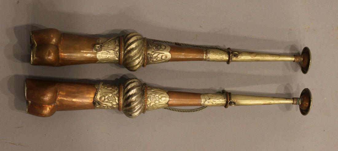Pair of Tibetan Horns: Pair of Tibetan Horns. Aproximately 15 1/4" long each.