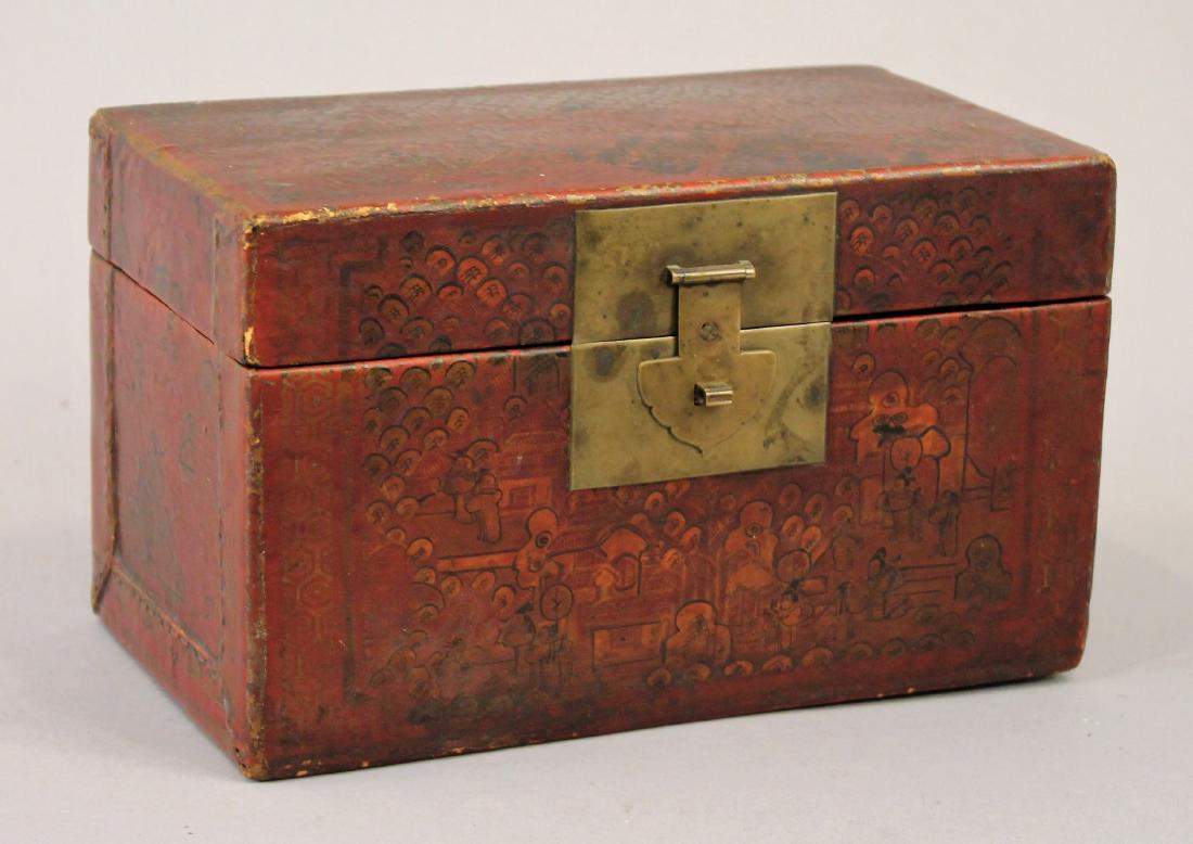 Asian Red Lacquered Box Signed (1 of 10)