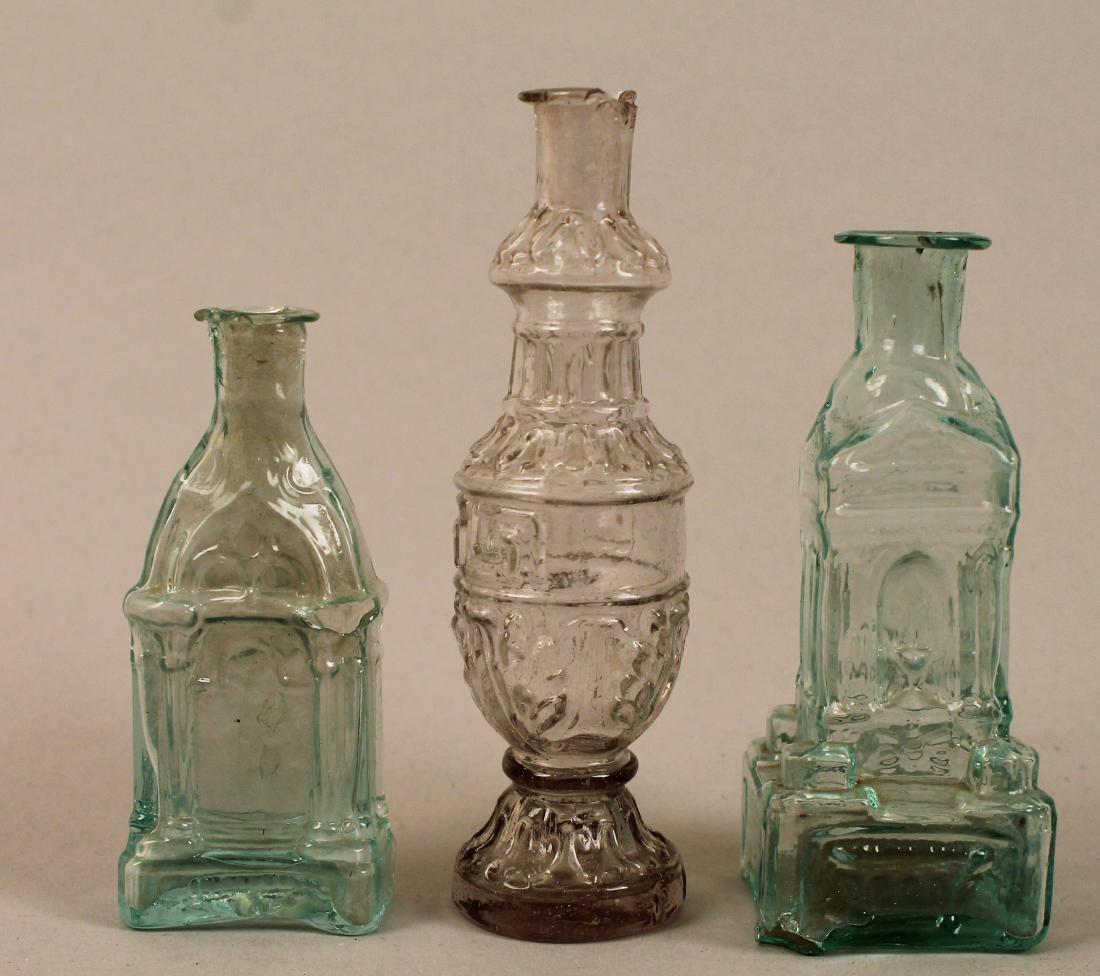 Lot of 3 Blown Glass Molded Bottles (1 of 4)