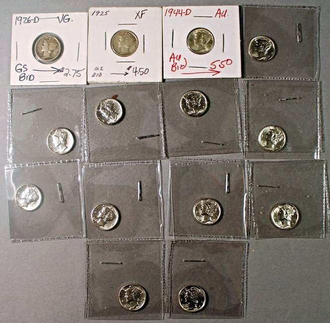 14 Mercury Dimes (1 of 2)