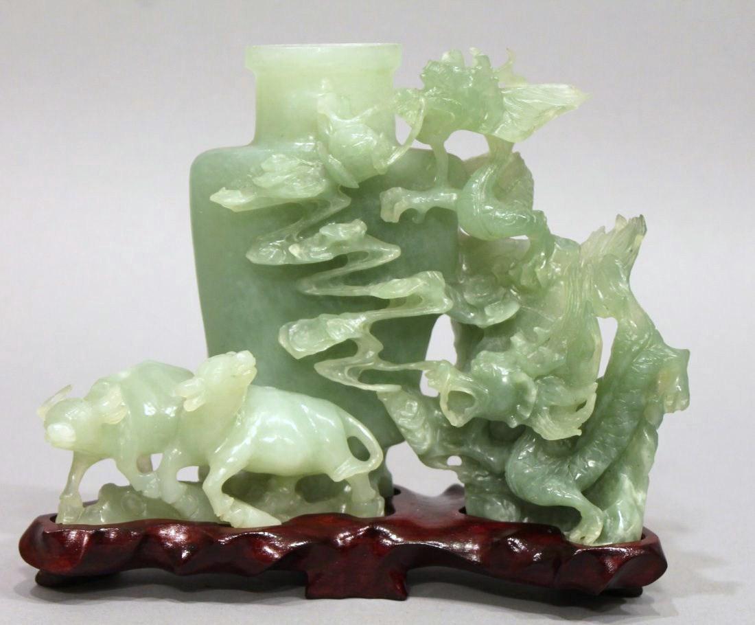 Chinese Jade Covered Jar with Oxen and Dragons (1 of 7)