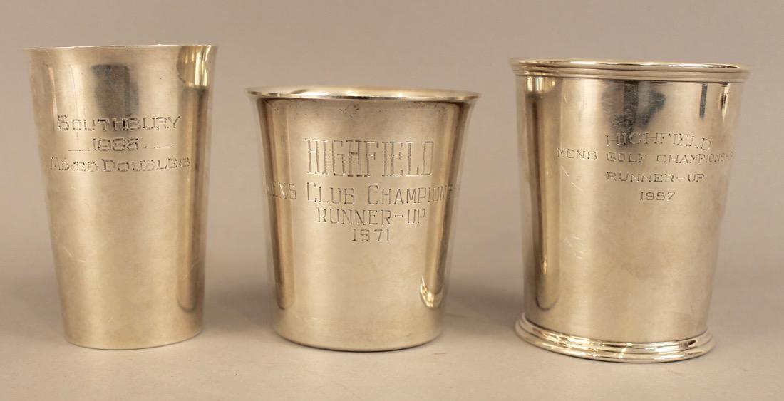 Three Sterling Silver Trophy Cups: Three Sterling Silvre Trophy Cups. 1935, 1957 and 1971. Weight 314g