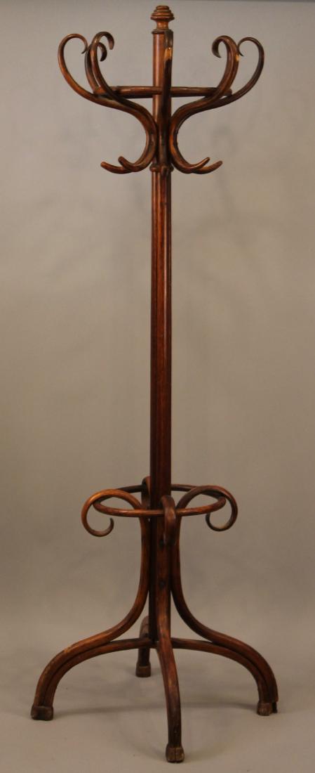 Walnut Finish Bentwood Hat Coat Rack with Umbrella Stand Walnut Finish Bentwood Hat Coat Rack with Umbrella Stand