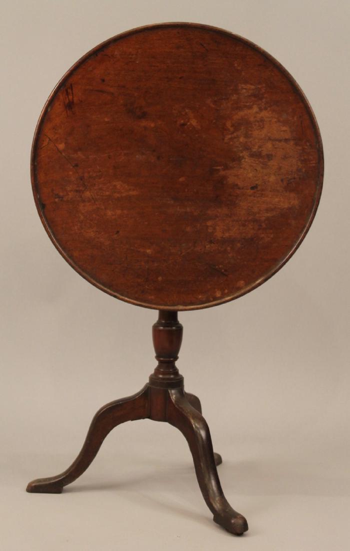 18th Century Dish Top Tilt Top Table: 18th Century queen anne tilt top table with dish top. Top 24" Round, closed 28"