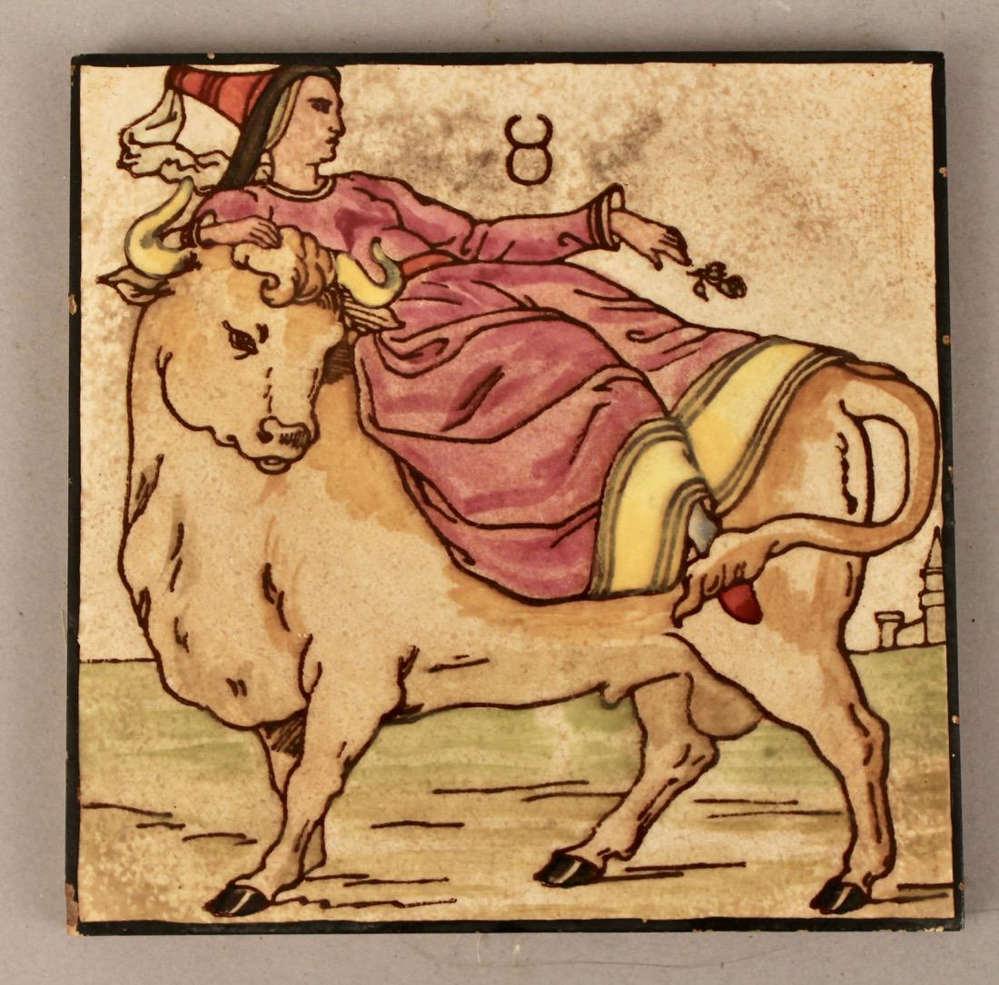 Minton China Works Tile Zodiac Taurus: Minton China Works Tile Zodiac Taurus. 6" x 6"