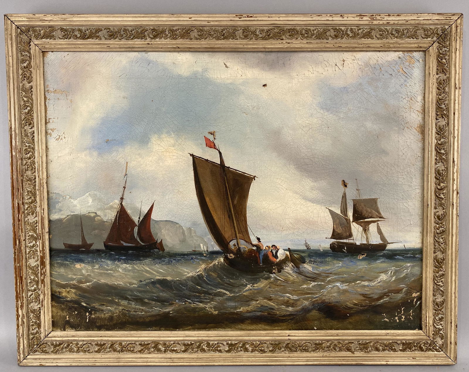 Oil on Canvas Ocean Scene New York Stamp on Back (1 of 9)