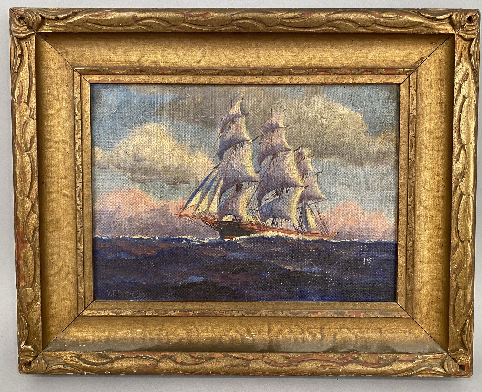 Vivian Forsythe Porter Schooner Painting Oil on Canvas (1 of 7)