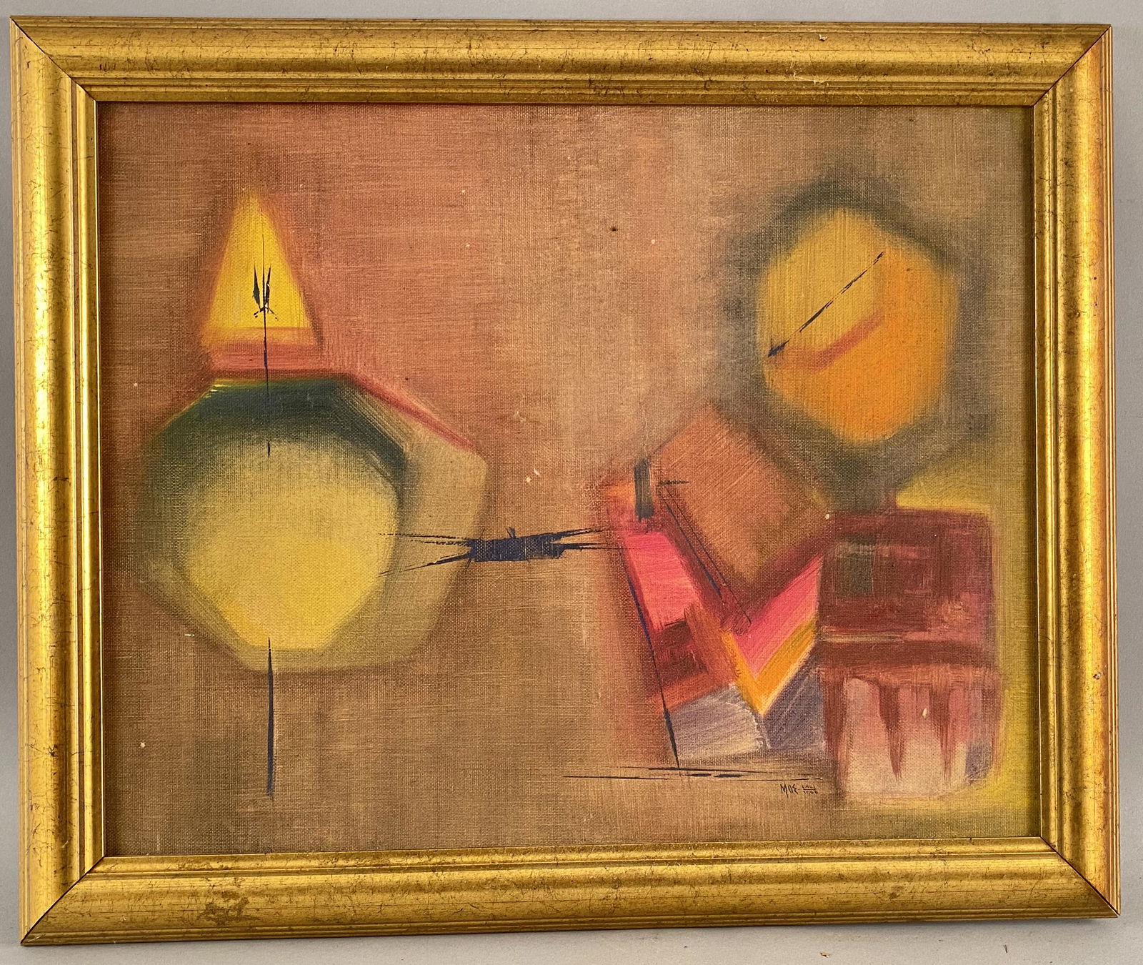 Oil on Canvas Abstract Signed MOE Cali 1966 (1 of 6)