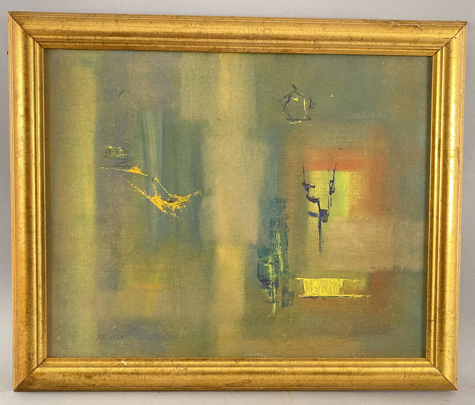 Oil on Canvas Abstract Signed MOE Cali 1964 (1 of 5)